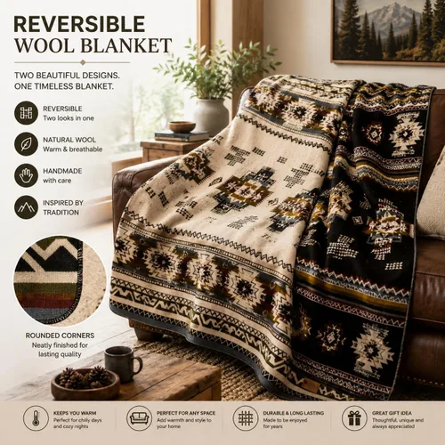 Vista 2 de QISU Manta de Lana Tipo Throw Grande, Hermosa, Cálida, Hecha a Mano en Ecuador por Artesanos Locales 94″ x 78″ Ultra Suave, Hipoalergénica