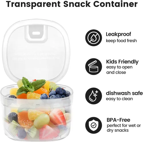 Vista 3 de Tarro de comida aislado 2 en 1 con un recipiente para aperitivos, termo de sopa para niños de 15 onzas para comida caliente con asa y cuchara, a