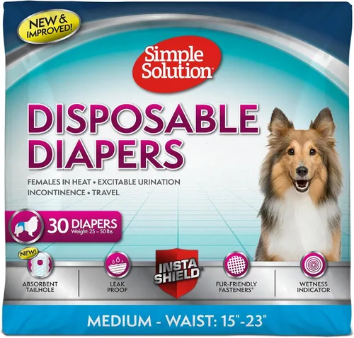 Vista 21 de Simple Solution Pañales desechables para perras, pañal a prueba de fugas para perros, entrenamiento para ir al baño, entrenamiento XS