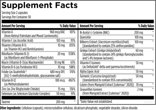 Vista 2 de Designs for Health OcuForce - Suplemento de apoyo a la salud ocular - Luteína, zeaxantina, carotenoides, zinc, taurina + vitaminas (60 cápsulas)