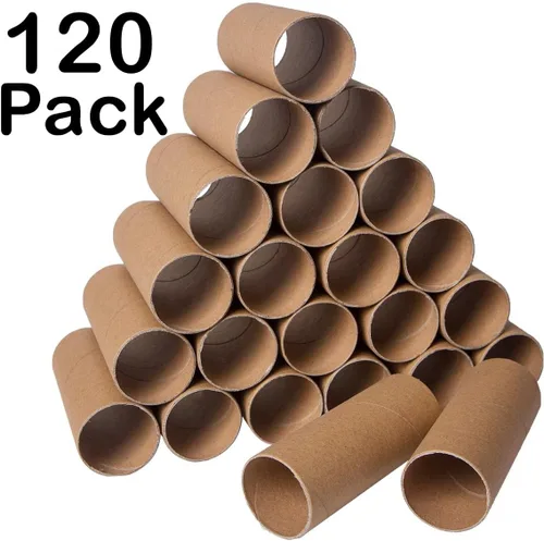 Vista 2 de Paquete de 120 tubos de cartón grueso para manualidades, rollos de manualidades, tubos redondos de cartón, tubos de manualidades, rollos de papel