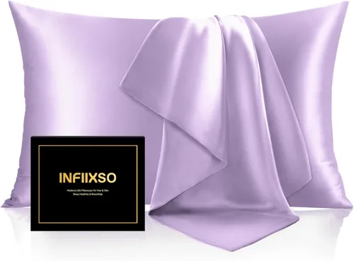 Vista 43 de INFIIXSO Funda de almohada de seda de morera, para cabello y piel, tamaño estándar, cremallera oculta, 20 x 26 pulgadas, suave y refrescante