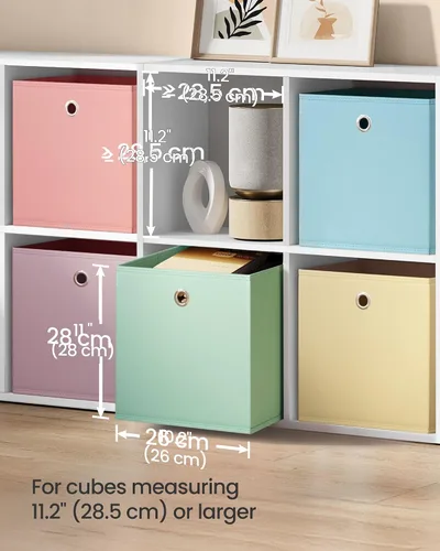 Vista 3 de SONGMICS Cubos de almacenamiento, juego de 6 cajas de almacenamiento plegables sin olor, 10.2 x 10.2 x 11 pulgadas, organizadores de armario