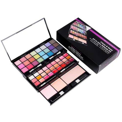 Vista 9 de Shany Classy & Sassy All-in-One Kit con Espejo, Aplicadores de Maquillaje, 24 sombras, 18 brillos labiales, 2 rubores y 1 base