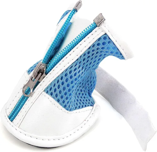 Vista 4 de Zunea - Zapatos para perros pequeños para pavimento caliente, botas de verano de malla transpirable para cachorros Anti-Slip Sole, Adjustable