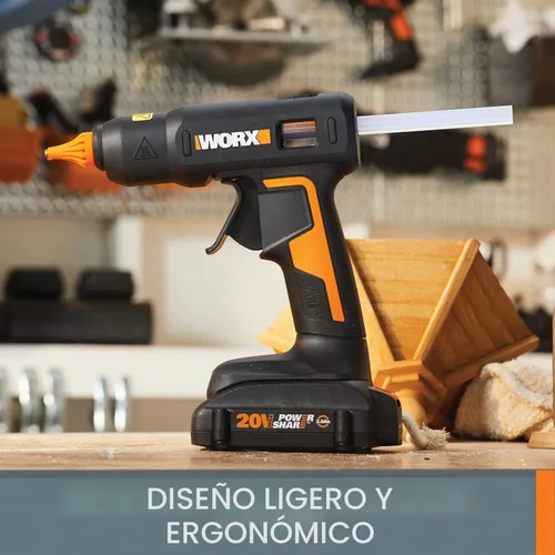 Vista 10 de Worx 20V Power Share Pistola de pegamento caliente de tamaño completo WX045L.9- (sólo herramienta)
