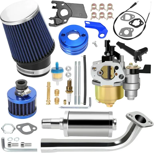 Vista 11 de YOXUFA Kit de silenciador de tubo de escape de carburador de 212 cc para Predator 212cc 224cc 196cc 200 6.5hp motor Coleman CT200U BT200X CT200U-EX