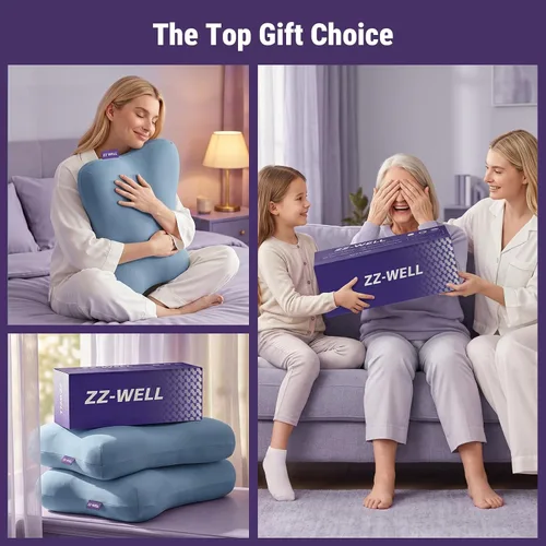 Vista 7 de ZZ-WELL Almohada refrescante para dormir de lado, almohada cervical patentada para dormir, almohada ergonómica curvada de espuma viscoelástica