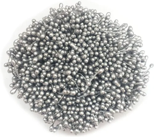 Vista 4 de 1800 piezas de mini perlas de 0.059 pulgadas (0.059 in) de doble cabeza, estambres de flores, estambres de Pistilo, hechas a mano, flores