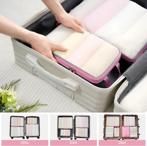 Vista 61 de BAGAIL 4 Set/6 Set Ultraligero Compresión Embalaje Cubos Organizador de Embalaje para Accesorios de Viaje Equipaje Maleta Mochila