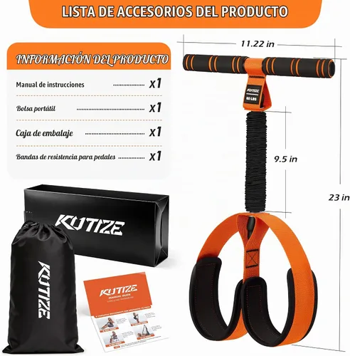 Vista 7 de KUTIZE Multifunction Pedal Resistance Band with Handle, Upgraded Exercise Equipment with Soft Foot Pedal for Sit Up & Full-Body Home Gym Workouts