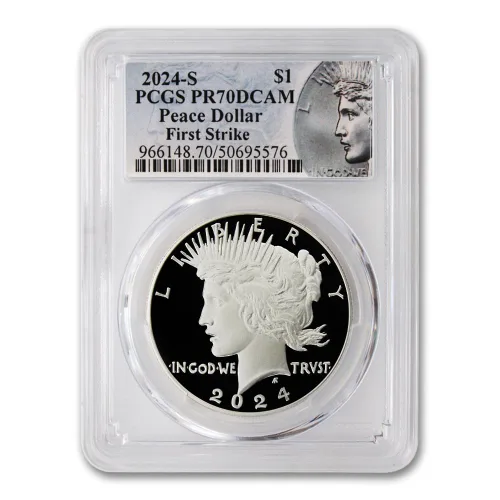 Vista 3 de 2024 S American Silver Peace Dollar Proof Coin PR-70 Deep Cameo (primer golpe) con embalaje original del gobierno $1 PCGS PR70DCAM