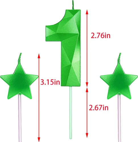 Vista 2 de Velas de primer cumpleaños y velas de corazón de estrella de 2.76 pulgadas para decoración de pasteles de cumpleaños, boda, aniversario, celebración