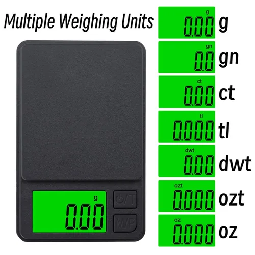 Vista 2 de Báscula digital de bolsillo para joyería, 17.64 oz, 0.00 oz, alta precisión con cubierta protectora, báscula portátil de mini gramos para café