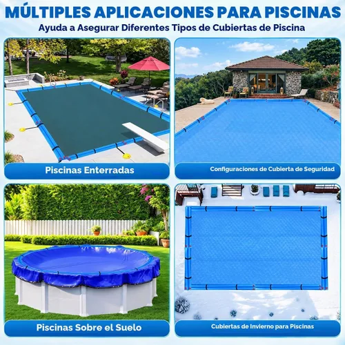 Vista 7 de Bolsas de agua para piscina, paquete de 5 unidades, tubos de agua de cámara doble de 8 pies de alta resistencia, Pesos para cubierta de piscina