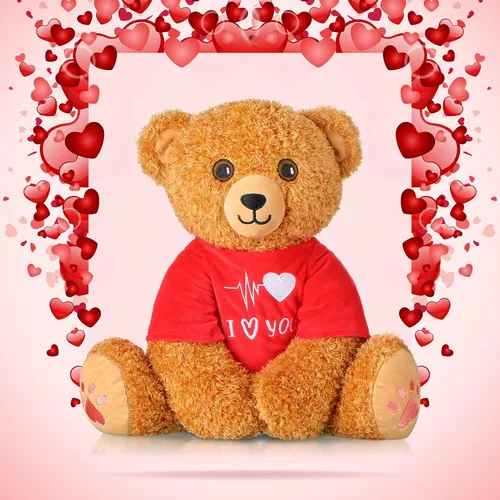 Vista 4 de Chalyna Oso de peluche para el día de San Valentín, de 16 pulgadas, oso de peluche para novia, oso de peluche romántico para regalos de cumpleaños