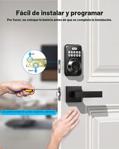 Vista 7 de Zowill - Juego de cerradura electrónica de puerta de entrada delantera sin llave con 2 manijas, con teclado, bloqueo automático, contraseña