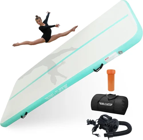 Vista 8 de Alfombrilla inflable para gimnasia Pista de aire para volteretas con bomba eléctrica para gimnasio en casa, yoga, animación, equipo de gimnasia
