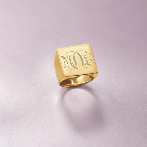 Vista 6 de Ross-Simons Anillo cuadrado personalizado de oro amarillo italiano de 14 quilates, Oro, no conocido