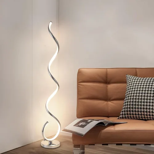 Vista 6 de Lámpara de pie LED en espiral para sala de estar, lámparas de pie modernas de 40 W con control remoto, 3 colores sin escalones, regulable, lámpara