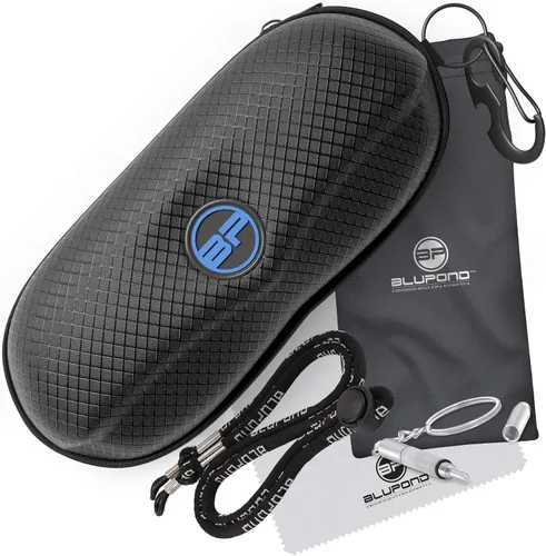 Vista 17 de BLUPOND Estuche para gafas de sol con carcasa semirrígida de EVA con gancho colgante de metal y clip de cinturón para almacenamiento de gafas de sol