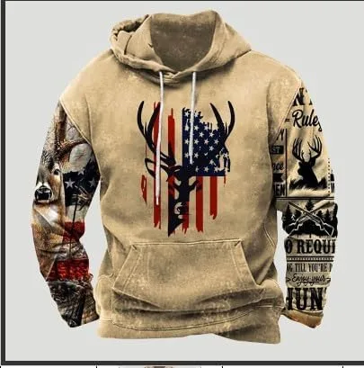 Vista 2 de HOTYD Sudaderas con capucha azteca para hombre, casual, de manga larga, con cordón, sudaderas con capucha con estampado occidental