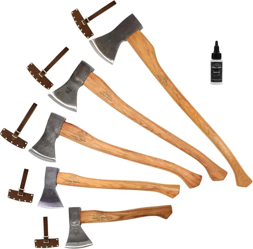 Vista 11 de 1844 Helko Werk Germany - Colección de hachas - Juego de 3 hachas tradicionales de corte - Saxon, Spaltaxt, Mini Spalter Splitting Axe 3 Set