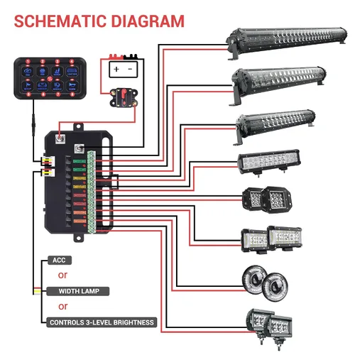 Vista 5 de Panel de interruptor de 8 bandas, caja de panel de control táctil LED azul, caja de interruptor táctil para automóvil, interruptor momentáneo