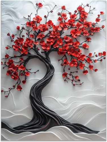 Vista 24 de VOCBAN Tree of Life Canvas Wall Art Painting Poster Nature Print Canvas Wall Art Print Artwork Living Room Bedroom Office Hallway Picture(black