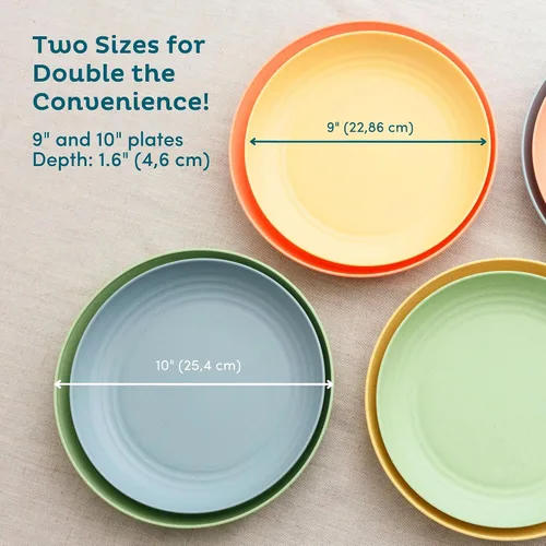 Vista 6 de Nook Theory Juego de 8 platos reutilizables de paja de trigo - Platos de cena no tóxicos y sin plástico para niños y adultos, plato ligero
