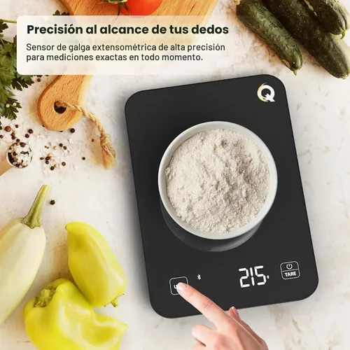 Vista 7 de Qahar - Báscula de alimentos con calculadora nutricional, pantalla LED impermeable, báscula digital de cocina para bajar de peso, cocinar, hornear
