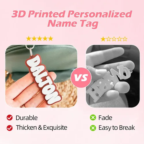 Vista 4 de Llavero personalizado con nombre, impreso en 3D, para llave de coche, mochila, llavero personalizado para niñas y mujeres, Llavero impreso 3d