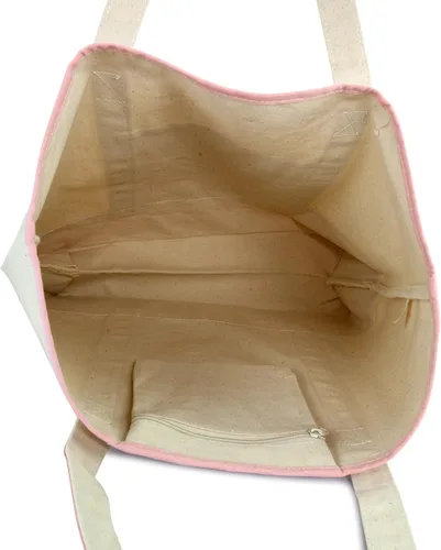 Vista 2 de DALIX Bolso de mano de lona de algodón para mujer Bolsos de hombro grandes Monograma rosa A - Z K
