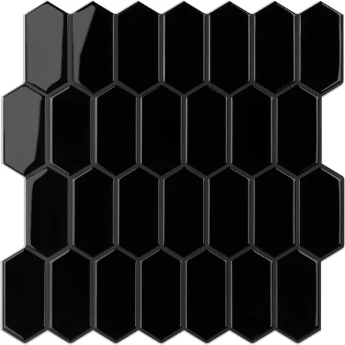 Vista 9 de Azulejos de despegar y pegar para cocina, diseño más grueso 3D autoadhesivo hexagonal largo para pared, azulejos para salpicadero, azul 10 hojas