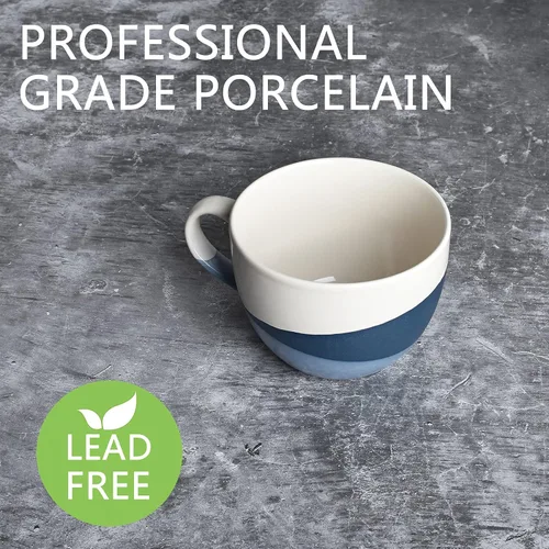Vista 3 de Bosmarlin Juego de 2 tazas grandes de cerámica para café con leche, tazas de sopa jumbo para oficina y hogar, 18 onzas, aptas para lavavajillas