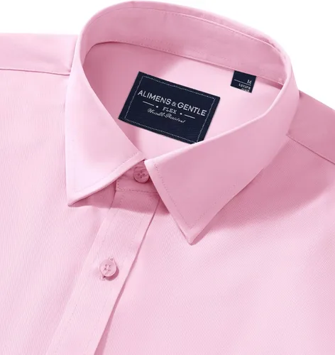Vista 53 de Alimens & Gentle Camisas de vestir para hombre, manga larga, elásticas, sin arrugas, con botones