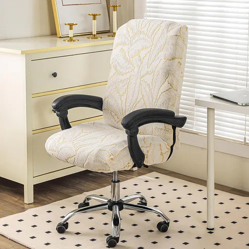 Vista 9 de Funda elástica para silla de computadora estampada, fundas elásticas para silla de oficina, con cremallera duradera, fundas elásticas para silla de 7