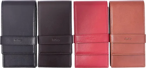 Vista 6 de DiLoro Estuche de cuero para bolígrafo cuádruple, soporte para cuatro bolígrafos y lápices Nappa Negro