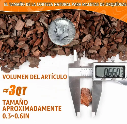 Vista 4 de AVALUTION Corteza para macetas de orquídeas: corteza de orquídea orgánica de 3 cuartos para plantas, todos los chips de madera de corteza de pino