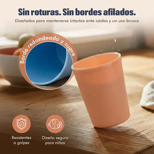 Vista 3 de MASTERCOOK 6 Piezas de Tazas Pequeñas Reutilizables – 8 oz Vasos Irrompibles para Beber – Tazas para Niños Pequeños para Agua, Jugo, Leche – Vasos