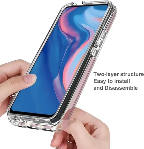 Vista 4 de Funda para Huawei Y9 Prime 2019/Honor 9X/P Smart Z con protector de pantalla de vidrio templado, bonito patrón de bandera transparente para Huawei