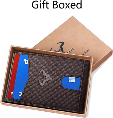 Vista 7 de Cartera Bulliant fina para hombre, cartera de piel para hombre con bolsillo delantero para tarjetas, 7 x 10 x 27cm (3" x 4.3"), 11 tarjetas+clip