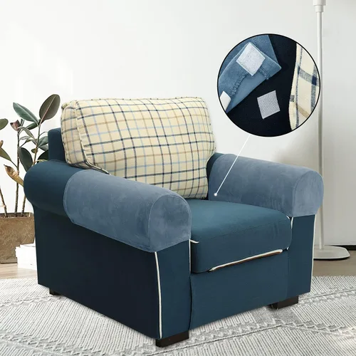 Vista 9 de XMNTG Juego de 2 fundas elásticas para reposabrazos de color beige, terciopelo suave, antimanchas, lavables para sillas, sofá, sillón reclinable