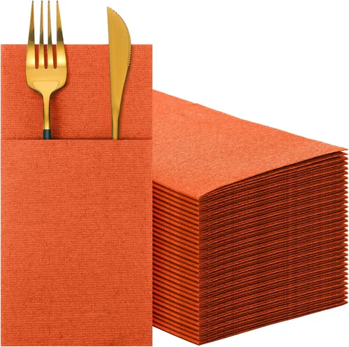 Vista 11 de Cindeer 150 Pz Servilletas de Lino Negras para Cena con Sensación de Lino, Bolsillo Plano Incorporado, Preplegadas, Toalla de Mano Desechable