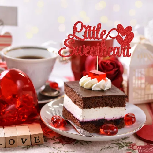 Vista 18 de Ephlyn 24 adornos para cupcakes con purpurina para el día de San Valentín, dulce amor, corazón, día de San Valentín, decoración para cupcakes