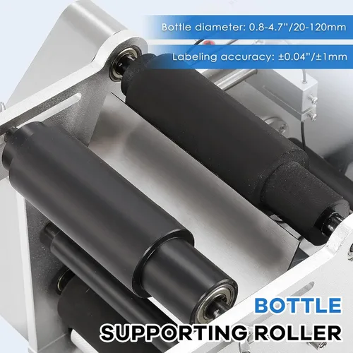 Vista 3 de NEWTRY Etiquetadora semiautomática de botellas redondas 2 en 1 con máquina de codificación de fecha Diámetro de botella de 0.787-4.724 in