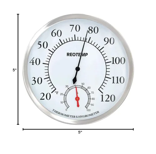 Vista 8 de Termómetro analógico de escritorio DTH5, higrómetro, esfera de 5 pulgadas, 20/120F, medidor de humedad relativa