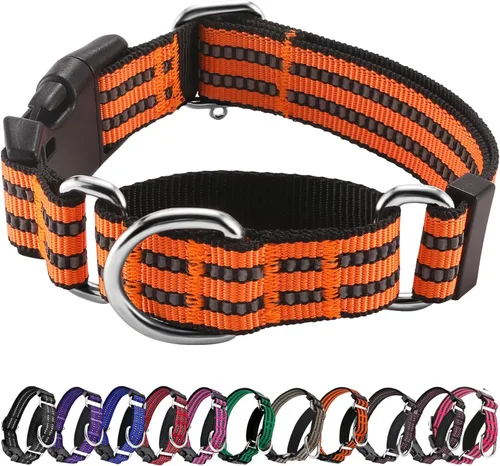 Vista 15 de Hikiko Martingale - Collar reflectante de nailon para perro con hebilla de liberación rápida, ajustable, collar de entrenamiento antideslizante
