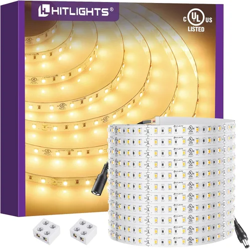 Vista 8 de HitLights Tira de luces LED de 24 V, color blanco cálido, 2700 K, cinta cortable de 26.2 pies, PCB de 3 onzas, certificación UL, 1325 lúmenes/m