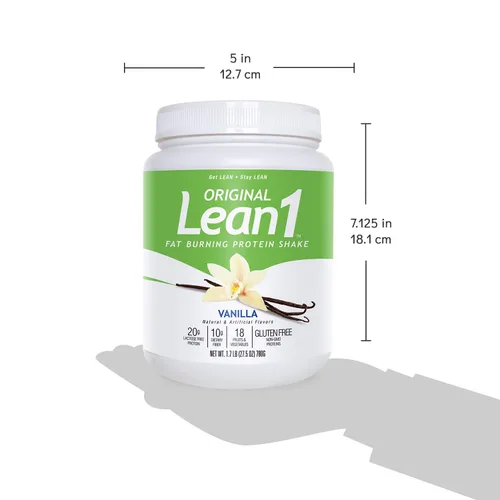 Vista 2 de Lean1 Batido de proteínas de reemplazo de comidas, sabor a vainilla, paquete de 2 de 15 tinas para servir